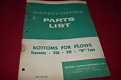 Massey Ferguson Harris Bottoms For Plow Dealer's Parts Manual RWPA  • $14.99