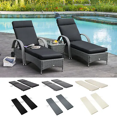 Set Of 2 Sun Lounger Cushions Replacement Cushions For Rattan Furniture • £93.99