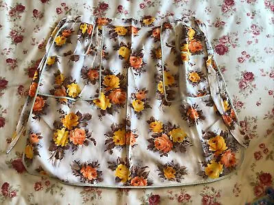 Vintage Retro Orange 50s Roses Apron Pinny • £7.50