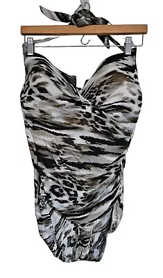 MagicSuit Halter Style One Piece Swimsuit Bathing Suit Animal Print 16DD • $26.99