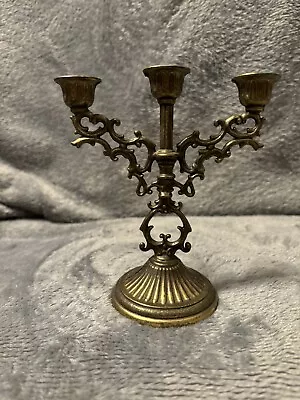 Mini Candle Holder Candelabra Candlestick Italy 5” Vintage Interpur Brass Metal • $10.28