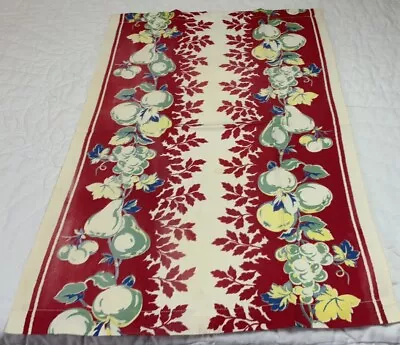 Vintage Kitchen Towel Cotton Printed Fruit & Leaf Design Red White Blue • $8.95