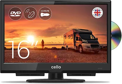CELLO 16 INCH TV 12v FULL HD LED TV DVD FREEVIEW HD SAT USB CARAVAN TV 2024 • £179.99