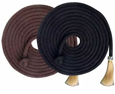 23' Heavy Nylon Yacht Rope Mecate Reins W/ Horsehair Tassel Brown Or Black • $25.92