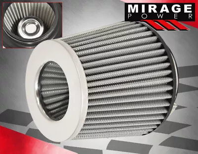 For Nissan 3  Air Filter Universal Dry Cone Cold Short Washable Intake Silver • $18.99