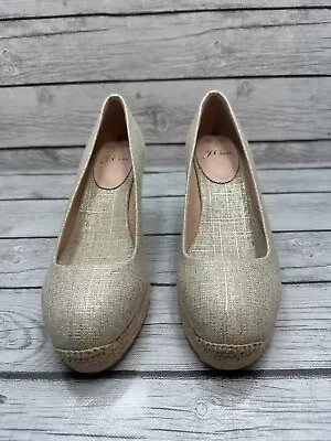 J. Crew Seville Espadrille Wedge Metallic Gold Size 8.5 • $24.95