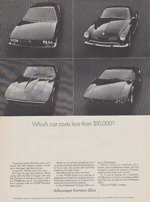 Which Car Costs Less Than $10000. Volkswagen Karmann Ghia Ad 1969 V • $9.99