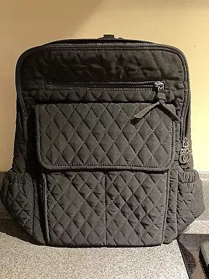 Vera Bradley Classic Black Quilted Backpack Adjust Straps 15x12x5” Microfiber • $30