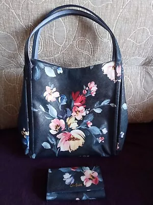 Cath Kidston Matching Tote Shoulder Bag And Purse Navy With Painted Look Floral  • £22