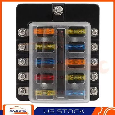 Blade Fuse Block Holder Box 10 Way For Automotive Car Marine Boat Waterproof Kit • $13.66