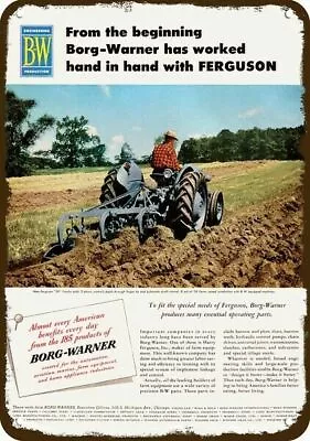1952 Massey Ferguson 30 Farm Tractor & 3 Plows & Borg Warner Decorative Metal Si • $24.99