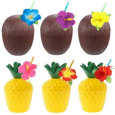 £11.49 • Buy 12Pcs Hawaiian Party Coconut Pineapple Cups Luau Party Summer Beach Party Bir UK
