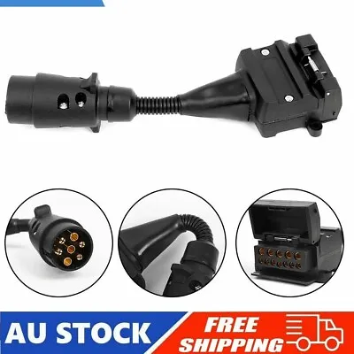 $17.99 • Buy 7 Pin Round Socket To 12 Pin Flat Plug Trailer Adaptor Ship Caravan Connector