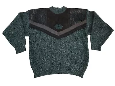 Vintage Z Cavaricci Mens Pullover Crewneck Sweater Green Black Size XL Heathered • $32
