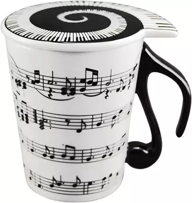 Creative Ceramic Musician Coffee Mug Tea Cup With Lid Staves Music Note • $17.02