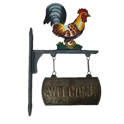 £22.40 • Buy Cockerel Rooster Chicken Welcome Cast Iron Sign Door Wall Fence Gate House