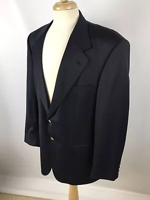 Stafford Black Blazer Mens 43R Sport Coat Jacket Wool Gold Buttons Vintage • $22.48