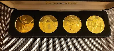 Vintage ELVIS PRESLEY 4 Coin Set From Harrah's In Original Velvet Case  • $50