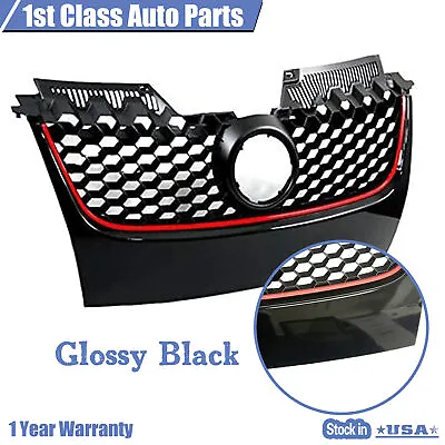 Front Bumper Upper Mesh Grille Glossy Black For 2006-2009 Volkswagen GTI Jetta • $39.58