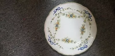 Vintage Pv Italy Pottery Faience Dinner Plate Bows Flowers • $29.99