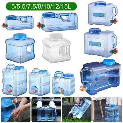Outdoor Water Bucket Portable Driving Tank Container Faucet 5-15L For Camping • $28.99