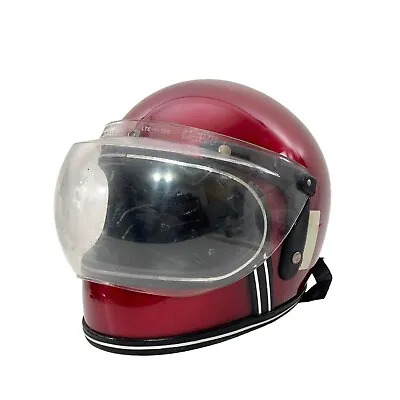 Vtg Grant Full Face Bubble Visor Helmet Size S/M Red Motorcycle ATV Snowmobile • $59.98