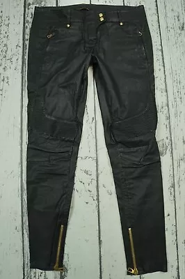 Balmain X H&m Real Leather Skinny Biker Pants EUR 40 US 10 Trousers Black Rare • $220