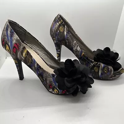 Dolce By Mojo Moxy Size 8.5 Open Toe Peacock Multicolor High Heels Sexy • $24