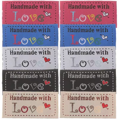 100 Cotton Handmade With Love Sewing Labels Ribbon Fabric Crochet Tags-TT • £8.12