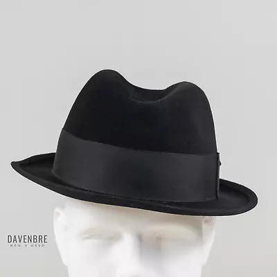 Vintage Royal Stetson Fedora Hat Mens 7 1/4 Black Overwelt Stingy Brim • $62.95