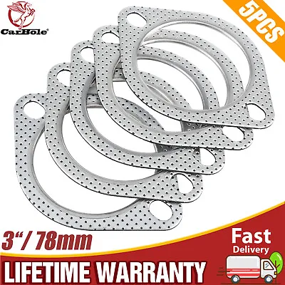 5PCS 3  Catback Exhaust Header Down Pipe Manifold Collector Flange Gasket 2 Bolt • $9.99