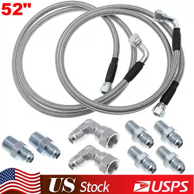 SS Braided Transmission Cooler Hose Lines Fittings TH350 700R4 TH400 52 Inch US • $31.59