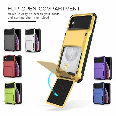 $9.89 • Buy Phone Shockproof Case With Card Slot For IPhone 6 7 14 Plus XR 11 12 13 Pro Max