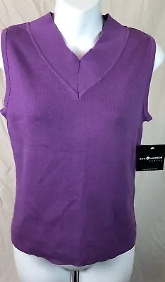 Nwt Sag Harbor Sleeveless Sweater PM Purple V-neck Back Cotton Soft Knit • $19.99