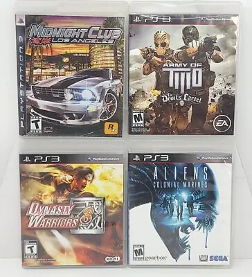 $26.50 • Buy PS3 Games Lot Of 4 ~ Army Of Two, Dynasty Warriors 8, Aliens, Midnight Club: LA