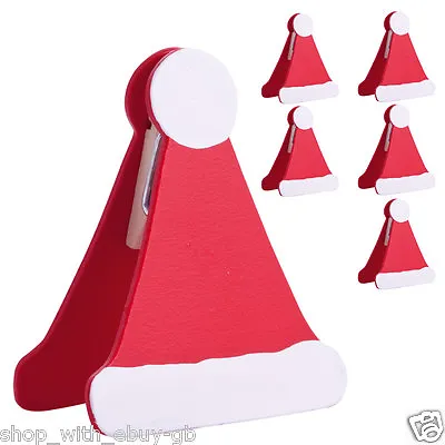 £5.99 • Buy 6 X Santa Hat Table Place Setting Name Card Holder Christmas Party Decoration