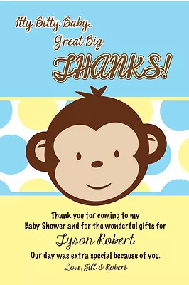 MOD MONKEY BOY Thank You Cards Baby Shower Printable 1st Birthday Party U Print • $14.99