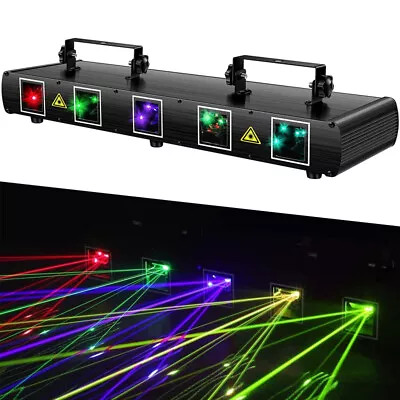 5 Lens 5 Beam RGBYC DJ Laser Stage Light Disco Show DMX Projector Party Lighting • $149.99