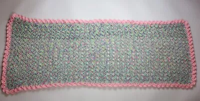 Girl's Hand Knitted Crocheted Blanket For Buggy Large 24  X 64  Cot • £18.99