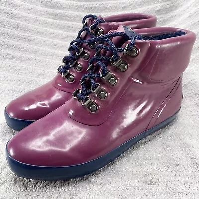 Lands End Womens 8 Rain Boot Purple Ankle Bootie Waterproof Outdoor Waterproof • $18