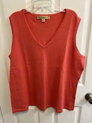 Motto 1X Sleeveless V Neck Sweater / Vest Orange Red Cotton Nylon Blend Preowned • $14.40