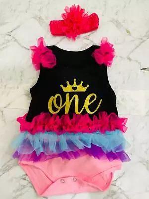 Baby Girl 1st Birthday Outfit Cute Rompers Frills Photoshoot Cakesmash • $19.99
