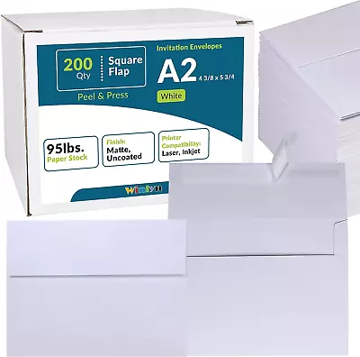 200 Pcs Bulk A2 Invitation Envelopes In White Peel & Press Self Seal 4 3/8 X 5 3 • $31.99