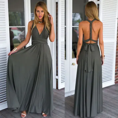 Women Maxi Multiway Wrap Dress Bridesmaid Cocktail Evening Party Infinity Dress • £25.93