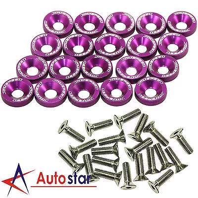 20pcs Purple Billet Aluminum Fender/Bumper Washer/Bolt Engine Bay Dress Up Kit • $8.86