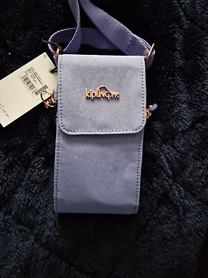 Kipling Mobile Phone Bag In Glitter Lilac New Tags Adjustable Strap • £35