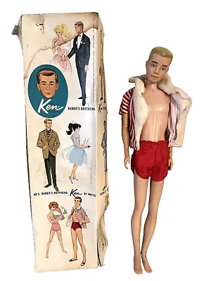 Vintage Mattel 1960s Barbie's Boyfriend Ken Doll With Box And Stand • $39.95