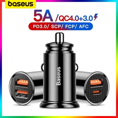 Baseus 30W Car Charger USB Type C QC 3.0 Fast Charging Socket Cable Adapter Kit • $15.25