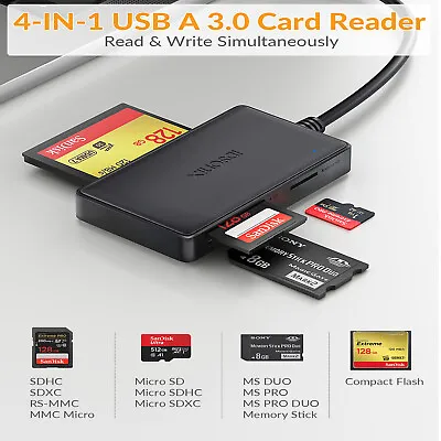 4in1 USB Drive Micro SD TF Memory Card Reader Adapter For IPhone IPad Android • £13.99
