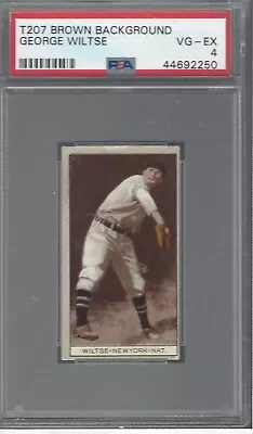 George Wiltse 1912 T207 Brown Background Baseball Vg-ex Psa 4 • $190